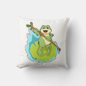 ステッキを持つハイカーとしてのカエル クッション (正面)