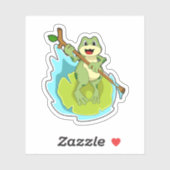 ステッキを持つハイカーとしてのカエル シール (シート)