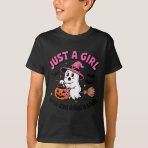 ステッキを楽しめるハロウィーンを運転できる女の子 Tシャツ