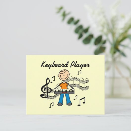 ステックフィギュア男性キーボードのプレーヤーのギフト ポストカード (スタンド正面)