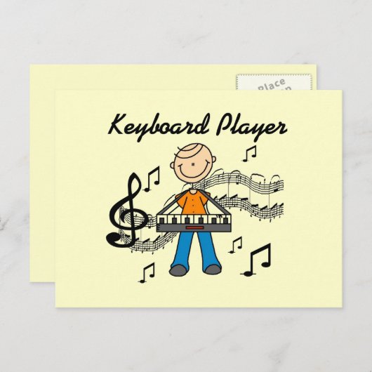 ステックフィギュア男性キーボードのプレーヤーのギフト ポストカード (正面/裏面)