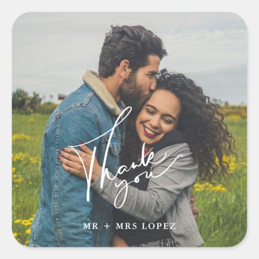 ステッシンプルカーに結婚感謝の言葉を贈る スクエアシール (正面)