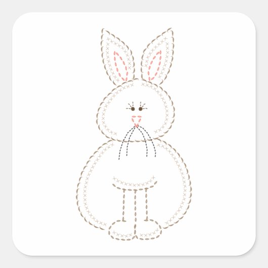 ステッチされたウサギ スクエアシール (正面)