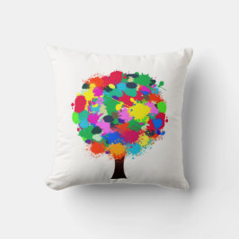 ステッチされたカラフル木のアートワーク クッション
