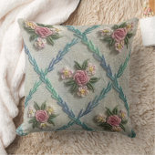 ステッチされたセレニティ:手刺繍の装飾用クッション クッション (ブランケット)