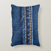 ステッチされたデニム:ジーンズのテクスチャをクローズアップ。 アクセントクッション (正面(垂直))