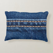 ステッチされたデニム:ジーンズのテクスチャをクローズアップ。 アクセントクッション (裏面)