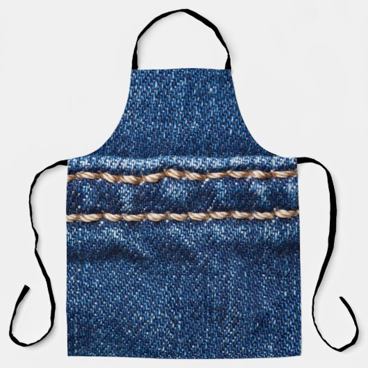 ステッチされたデニム：ジーンズのテクスチャをクローズアップ。 エプロン (正面)
