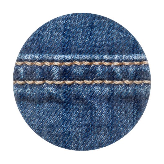 ステッチされたデニム:ジーンズのテクスチャをクローズアップ。 カッティングボード (正面)