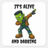 ステッチされたモンスターは生きており、ハロウィーンのカニ スクエアシール (正面)