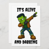 ステッチされたモンスターは生きており、ハロウィーンのカニ 招待状 (正面/裏面)