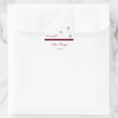 ステッチされたリボンステッカー付き花 ラウンドシール (バッグ)