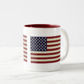 ステッチされたヴィンテージの旗のマグ ツートーンマグカップ (正面右)