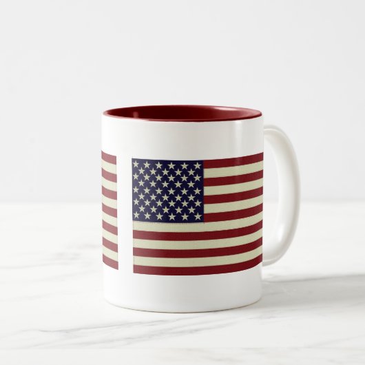 ステッチされたヴィンテージの旗のマグ ツートーンマグカップ (正面右)