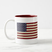 ステッチされたヴィンテージの旗のマグ ツートーンマグカップ (左)