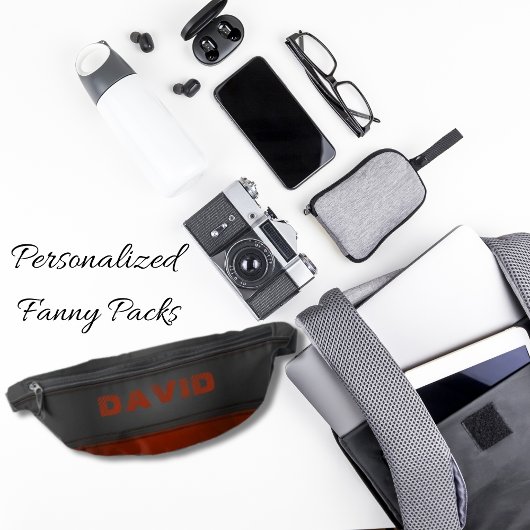 ステッチされた赤ストライプ革の男性の黒革 ファニーパック