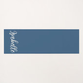 ステッチされた青 / アイボリーハート "ジャスト ブリード" ヨガマット (裏面(横))