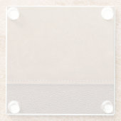 ステッチされた革：グレー、黒の背景。 ガラスコースター (裏面)