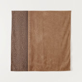 ステッチされた革:グレー、黒の背景。 タペストリー (正面(横))