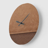 ステッチされた革：グレー、黒の背景。 ラージ壁時計 (傾斜)