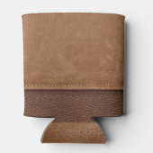 ステッチされた革:グレー、黒の背景。 缶クーラー (裏面)