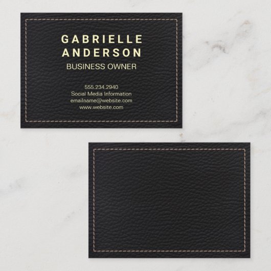 ステッチされた革 名刺 (正面/裏面)