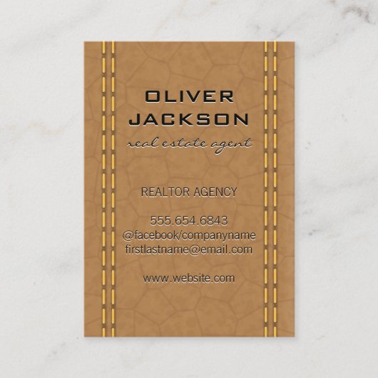 ステッチされた革 名刺 (正面)