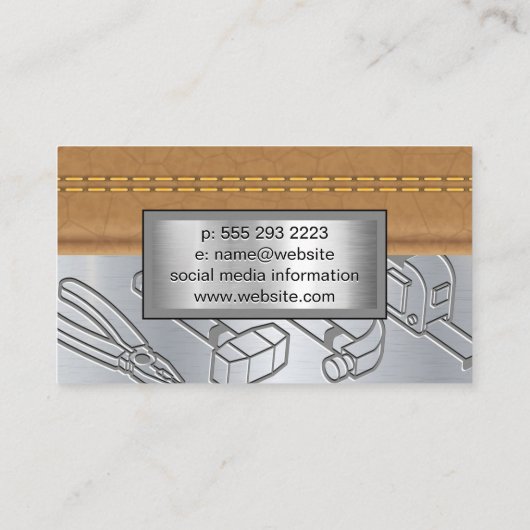 ステッチされた革 |金属製のハードウェアツール 名刺 (裏面)