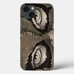 ステッチされたBurlapサック仮面の女性の目 iPhone 13ケース