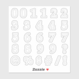 ステッチで切り取った数字と記号 シール