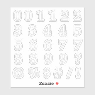 ステッチで切り取った数字と記号 シール