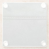 ステッチの洗練さ：ブラックレザーラグジュアリー ガラスコースター (裏面)