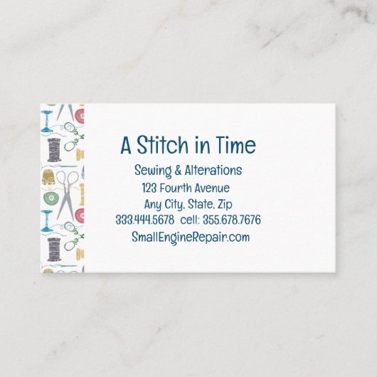 ステッチイン時間裁縫変更修復 名刺 (正面)