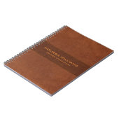 ステッチエフェクト付きブラウンレザー ノートブック (左側)