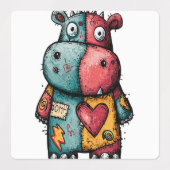 ステッチステッカーパック – Bunny, Hippo & Tiger Cat ラベル (デザイン2)