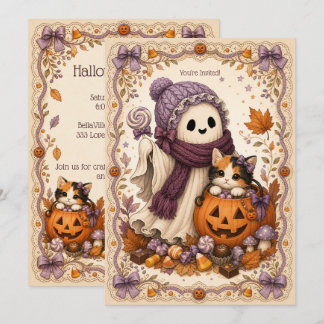 ステッチド・スピリッツのかわいいお化けのハロウィン コミュニティ 招待状