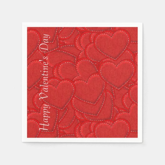 ステッチハートバレンタインデナプキンス スタンダードカクテルナプキン (正面)