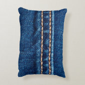 ステッチラインを閉じたブルーデニムテクスチャ、ジーンズ アクセントクッション (裏面(縦))