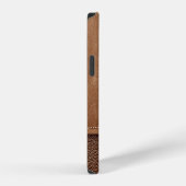 ステッチレザー:グレー、黒背景 iPhoneケース (右側面)