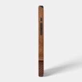 ステッチレザー:グレー、黒背景 iPhoneケース (左側面)