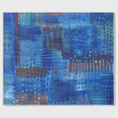 ステッチングパッチワークブルーインディゴサシコボロアート ラッピングペーパー (フラット)