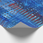 ステッチングパッチワークブルーインディゴサシコボロアート ラッピングペーパー (角)