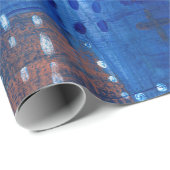 ステッチングパッチワークブルーインディゴサシコボロアート ラッピングペーパー (ロールコーナー)