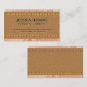 ステッチ済みタンレザー |大理石 名刺 (正面/裏面)