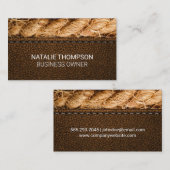 ステッチ済みブラウンレザー |ロープ 名刺 (正面/裏面)