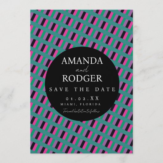 ステッチ ボールド セーブ・ザ・デート 対角線 招待状 (正面)