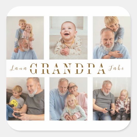 ステッパーソナライズされたカー | カスタムグランパ写真 スクエアシール (正面)