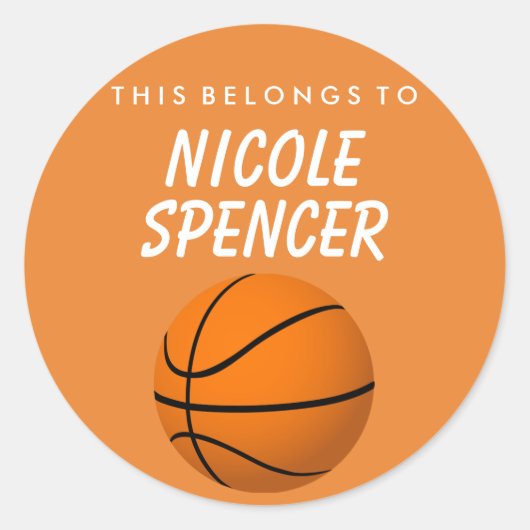 ステッパーソナライズされたクに属する – バスケットボール ラウンドシール (正面)