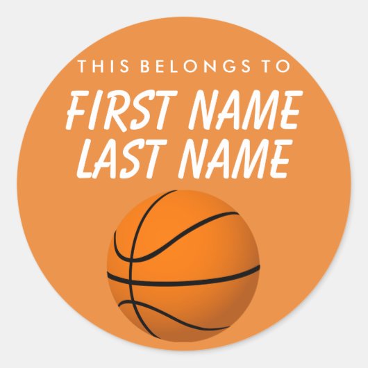 ステッパーソナライズされたクに属する – バスケットボール ラウンドシール (正面)