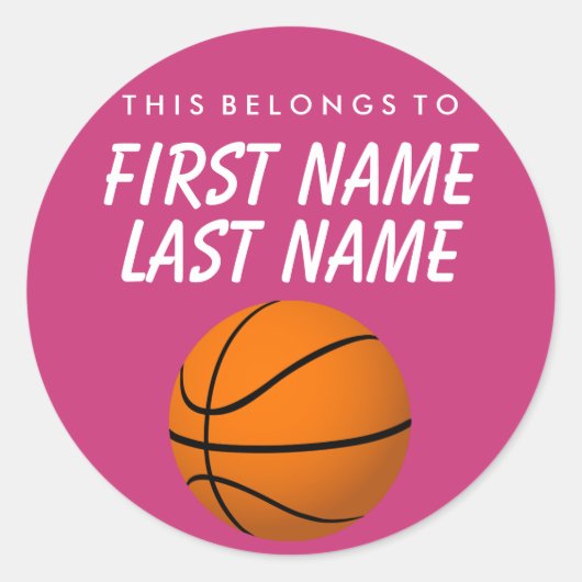ステッパーソナライズされたクに属する – バスケットボール ラウンドシール (正面)